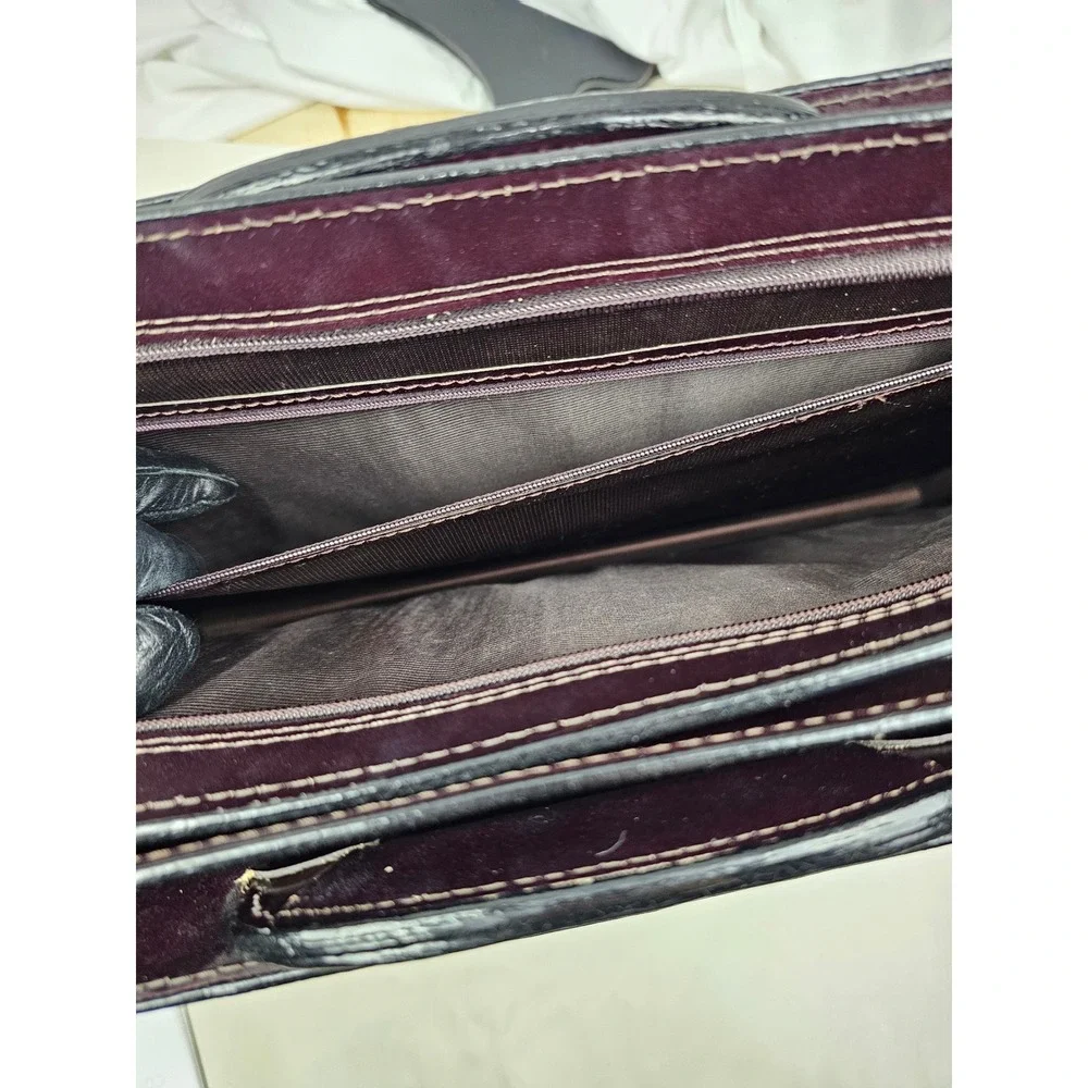 Mens Genuine Leather Briefcase‎ Dark Brown Classic Business Travel Laptop Bag